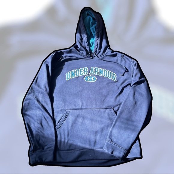 Under Armour Men's Blue Loose Navy/Turquoise Hoodie Size XL - Picture 2 of 6